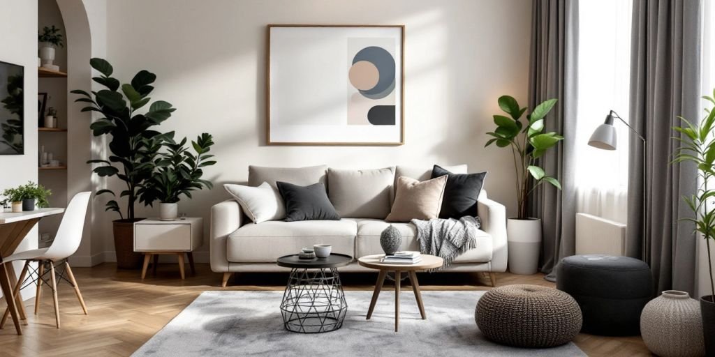 Mobilier décoratif dans un intérieur élégant et moderne.